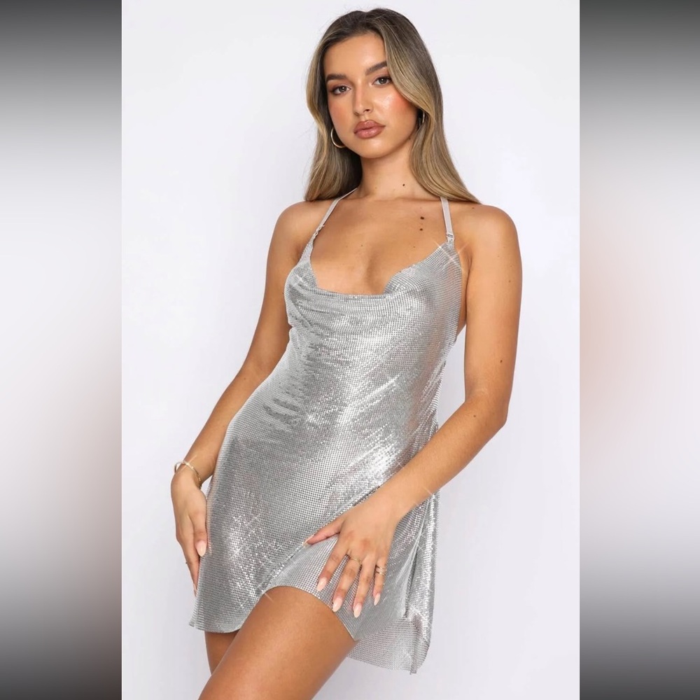 White Fox Boutique Silver Mini Dress